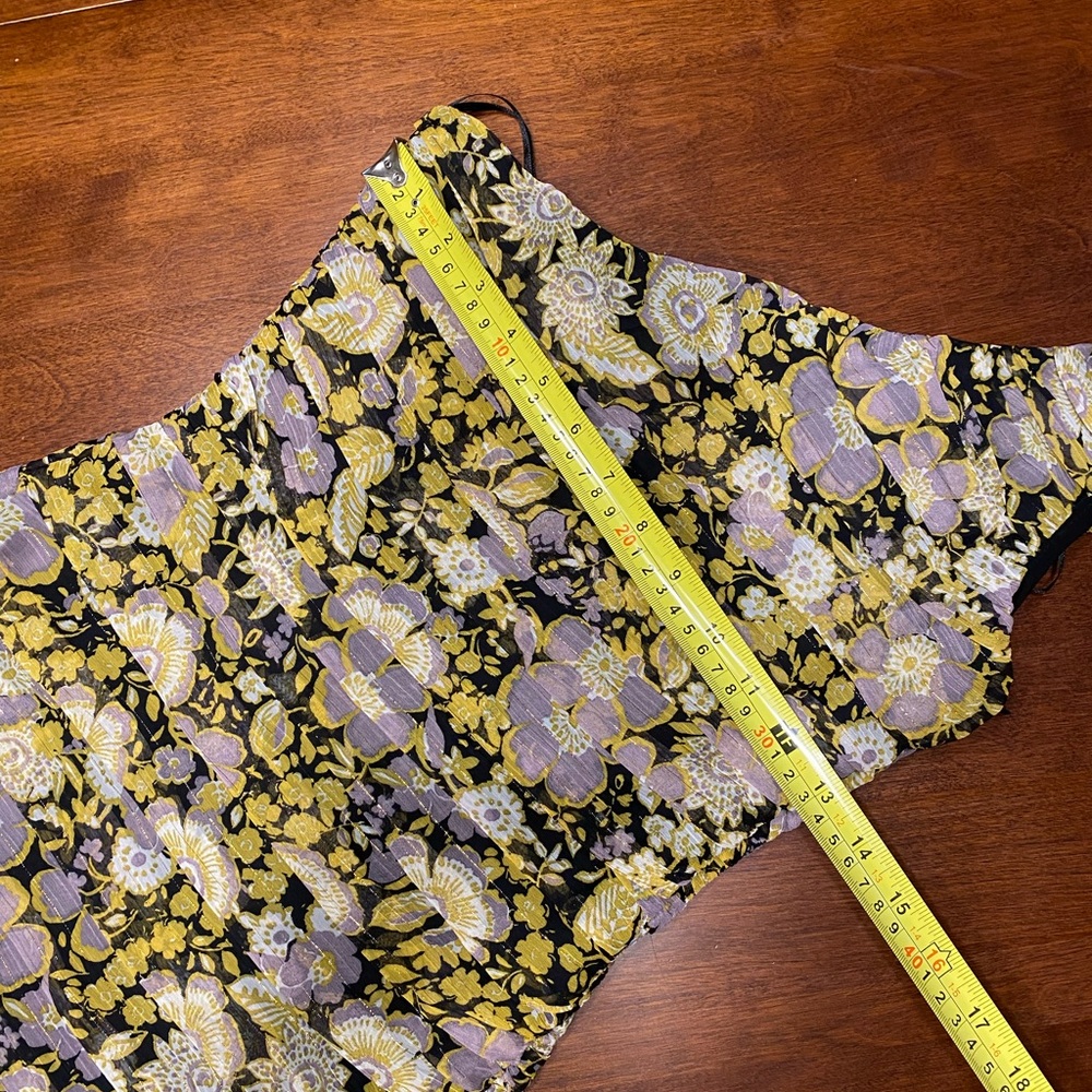NWT Zara Floral Gold One Shoulder Mini Dress - Picture 4 of 10